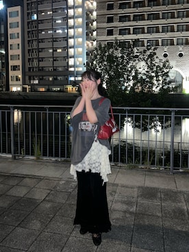 「アイテム（トートバッグ、レッド系）」を使った、mm926さん（レディース・162cm）の秋コーディネート