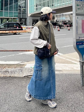 「アイテム（キャップ）」を使った、Naoさん（レディース・159cm・20代）の春コーディネート