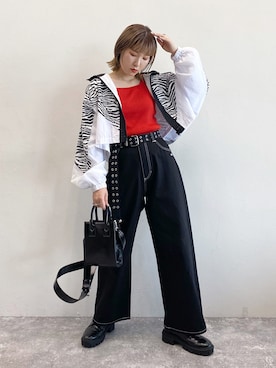 「袖ボリューム」｜「アイテム（ブルゾン）」を使った、Naoさん（レディース・158cm）の春コーディネート