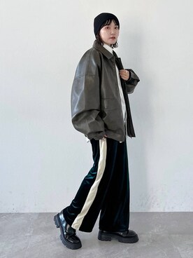 「PBLIM（ページボーイリム）のPBLIM/ドライタッチビーニー（ニットキャップ/ビーニー）」を使った、Naoさん（レディース・159cm）の秋コーディネート