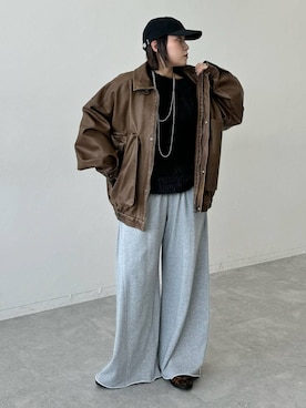 「PBLIM（ページボーイリム）のアイテム（帽子）」を使った、Naoさん（レディース・159cm）の秋コーディネート