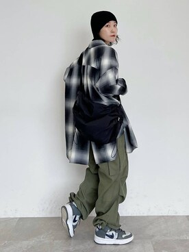 「PAGEBOY（ページボーイ）のオンブレチェックルーズシャツ（シャツ/ブラウス）」を使った、Naoさん（レディース・159cm）の秋コーディネート