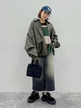 「PBLIM（ページボーイリム）のアイテム（スカート）」を使った、Naoさん（レディース・159cm）の秋コーディネート