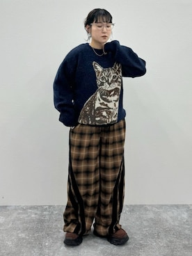 「PBLIM（ページボーイリム）のアイテム（スラックス）」を使った、Naoさん（レディース・159cm）の秋コーディネート