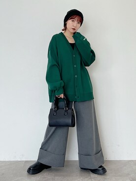 「袖ボリューム」｜「アイテム（スラックス）」を使った、Naoさん（レディース・159cm）の秋コーディネート