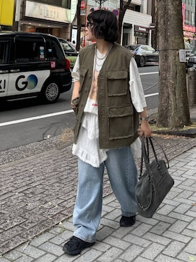 「メンズライク」｜「アイテム（その他アウター）」を使った、Naoさん（レディース・159cm）の夏コーディネート