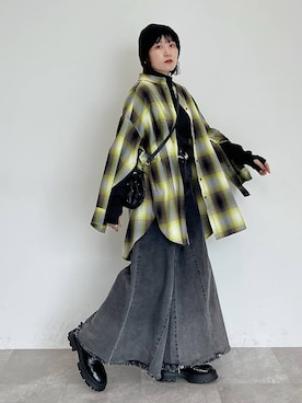 「PAGEBOY（ページボーイ）のオンブレチェックルーズシャツ（シャツ/ブラウス）」を使った、Naoさん（レディース・159cm）の秋コーディネート