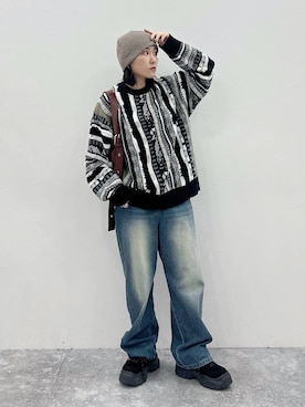 「PBLIM（ページボーイリム）のPBLIM/ドライタッチビーニー（ニットキャップ/ビーニー）」を使った、Naoさん（レディース・159cm）の秋コーディネート