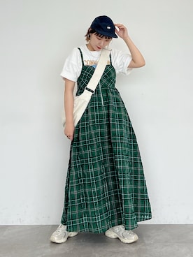 「みんなの白Tフェス」｜「アイテム（ワンピース）」を使った、Naoさん（レディース・159cm）の夏コーディネート
