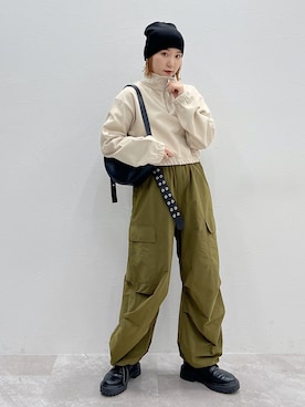 「PBLIM（ページボーイリム）のアイテム（ブーツ）」を使った、Naoさん（レディース・159cm）の冬コーディネート