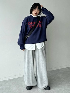 「アイテム（スウェットパンツ）」を使った、Naoさん（レディース・159cm・30代）の秋コーディネート