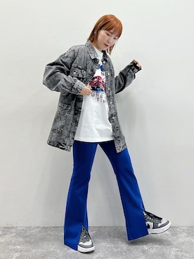 「グラフィックＴ」｜「アイテム（デニムジャケット）」を使った、Naoさん（レディース・159cm）の夏コーディネート