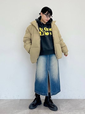 「アイテム（ダウンジャケット/コート）」を使った、Naoさん（レディース・159cm）の秋コーディネート