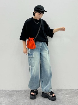 「アイテム（キャップ）」を使った、Naoさん（レディース・159cm・20代）の夏コーディネート