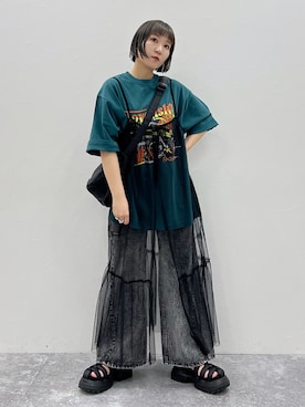 「Tシャツ×デニム」｜「アイテム（ワンピース/ドレス）」を使った、Naoさん（レディース・159cm）の春コーディネート