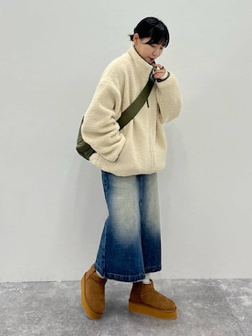 「PBLIM（ページボーイリム）のアイテム（スカート）」を使った、Naoさん（レディース・159cm）の冬コーディネート