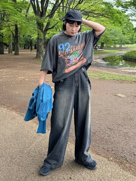 「アイテム（キャップ）」を使った、Naoさん（レディース・159cm・20代）の春コーディネート