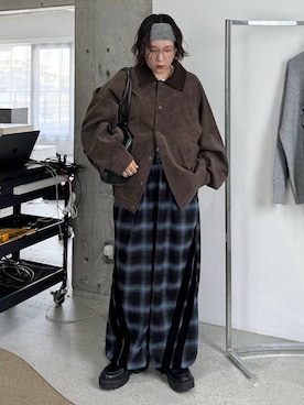 「PBLIM（ページボーイリム）の《UNISEX》ソフトスウェードブルゾン（ブルゾン）」を使った、Naoさん（レディース・159cm）の秋コーディネート