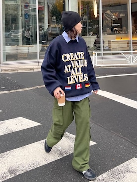 「アイテム（ニットキャップ/ビーニー）」を使った、Naoさん（レディース・159cm・20代）の冬コーディネート