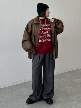 「アイテム（ニットキャップ/ビーニー）」を使った、Naoさん（レディース・159cm・30代）の秋コーディネート