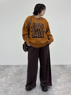 「PAGEBOY（ページボーイ）のサイドタックルーズウラケパンツ/イージーパンツ【4color・2size】（スウェットパンツ）」を使った、Naoさん（レディース・159cm・20代）の秋コーディネート