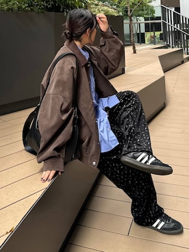 「PBLIM（ページボーイリム）の《UNISEX》ソフトスウェードブルゾン（ブルゾン）」を使った、Naoさん（レディース・159cm）の秋コーディネート