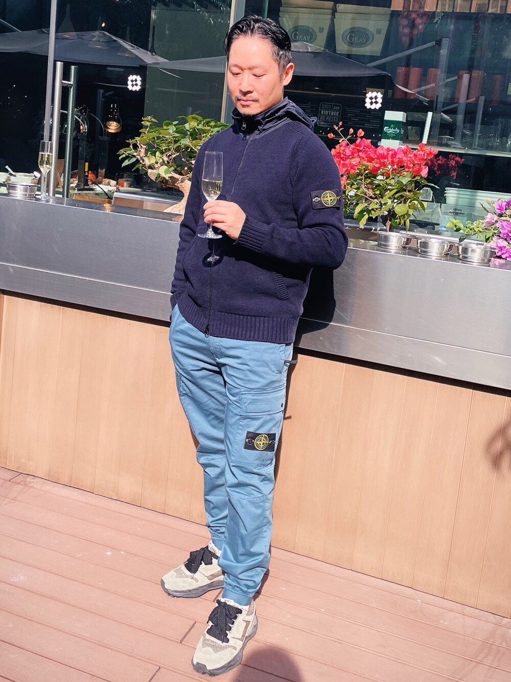 STONE  ストーンアイランドブラック スラックス STONE ISLAND - ラスト1点 / TWO WAYS STRETCH NYLON - SI
