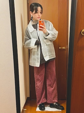 「透け感」｜「アイテム（その他アウター）」を使った、accoさん（レディース・161cm）の秋コーディネート