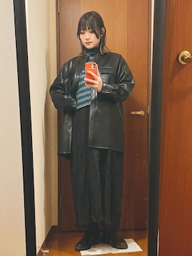 「レトロ」｜「アイテム（その他アウター）」を使った、accoさん（レディース・161cm）の冬コーディネート