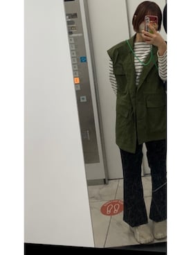 「しまむら（シマムラ）のアイテム（ミリタリージャケット）」を使った、まーやさん（レディース・156cm）の秋コーディネート