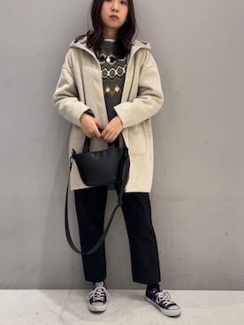 「30代コーデ」｜「アイテム（ノーカラーコート）」を使った、みなみさん（レディース・167cm）の冬コーディネート