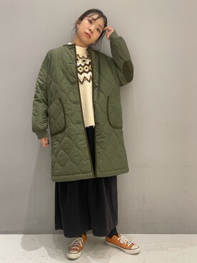 「30代コーデ」｜「アイテム（ノーカラーコート）」を使った、みなみさん（レディース・167cm）の冬コーディネート