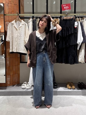 「アイテム（ネックレス、ブラウン系）」を使った、miyusan☆さん（レディース・155cm）の夏コーディネート