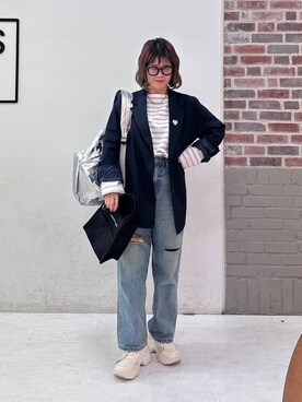 「アイテム（バックパック/リュック、シルバー系）」を使った、miyusan☆さん（レディース・155cm）の冬コーディネート