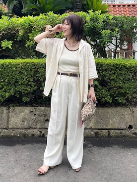 「アイテム（ネックレス、ブラウン系）」を使った、miyusan☆さん（レディース・155cm）の夏コーディネート