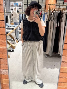 「UNIVERSAL OVERALL（ユニバーサルオーバーオール）のアイテム」を使った、miyusan☆さん（レディース・155cm）の夏コーディネート