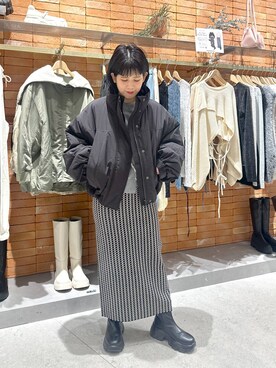 「アイテム（その他アウター、ブラック系）」を使った、miyusan☆さん（レディース・155cm）の秋コーディネート
