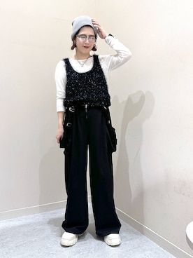 「LOWRYS FARM（ローリーズファーム）のウエストフリルサロペット　130967（ワンピース）」を使った、miyusan☆さん（レディース・155cm）の秋コーディネート