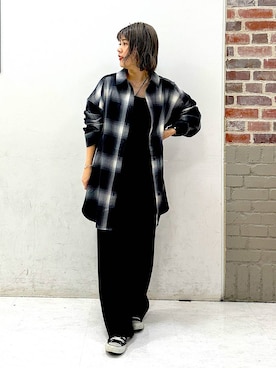 「PAGEBOY（ページボーイ）のオンブレチェックルーズシャツ（シャツ/ブラウス）」を使った、miyusan☆さん（レディース・155cm）の秋コーディネート