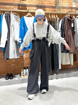 「LOWRYS FARM（ローリーズファーム）のウエストフリルサロペット　130967（ワンピース）」を使った、miyusan☆さん（レディース・155cm）の秋コーディネート