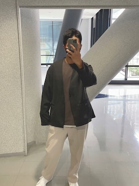 「WYM LIDNM（ウィム バイ リドム）のMILANO RIB HEAVY WEIGHT PO KNIT（ニット/セーター）」を使った、チューワさん（メンズ・175cm）の秋コーディネート