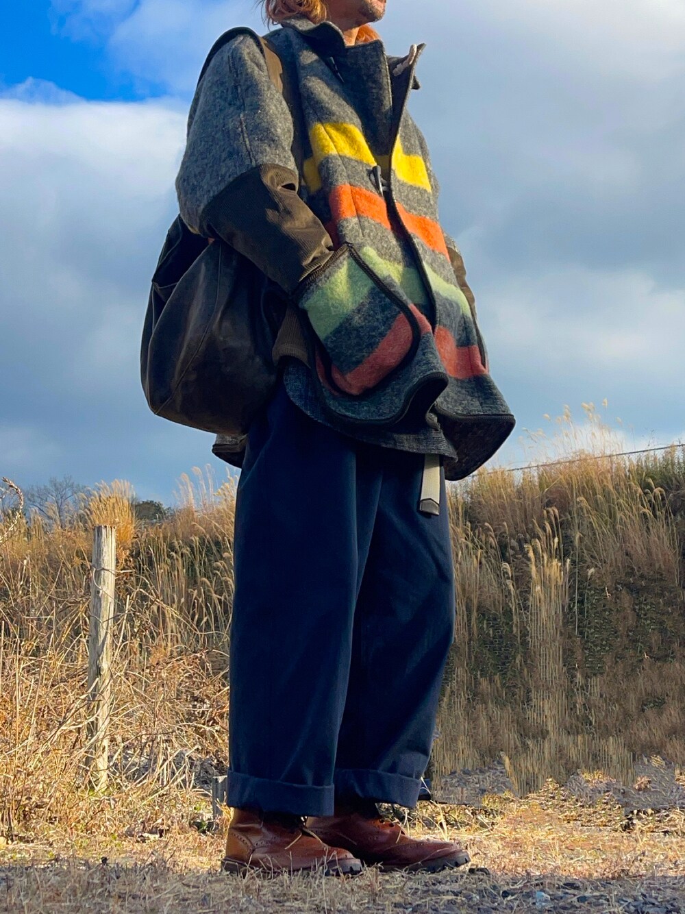 「tenonのアイテム（バッグ、その他）」を使った、takさん（メンズ・177cm）の冬コーディネートの1枚目の写真