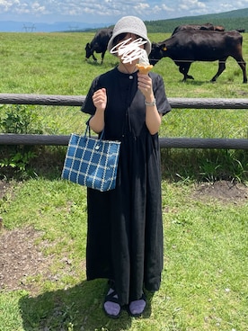 「Letra（レトラ）のアイテム」を使った、も　はさん（レディース・154cm）の夏コーディネート