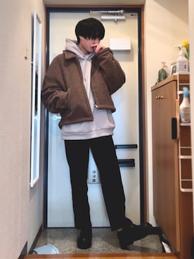 「アイテム（ブルゾン）」を使った、ともさん（メンズ・173cm）の冬コーディネート