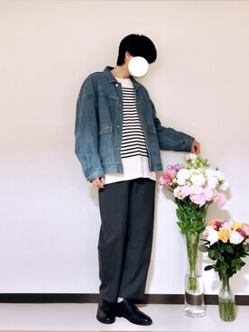 「ドレスシューズ」｜「アイテム（デニムジャケット）」を使った、ともさん（メンズ・173cm）の春コーディネート