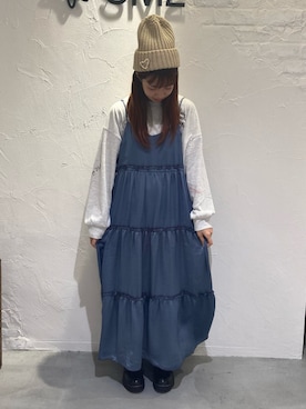 「ehka sopo（エヘカソポ）のアイテム（ニットキャップ/ビーニー）」を使った、わっこさん（レディース・153cm）の秋コーディネート