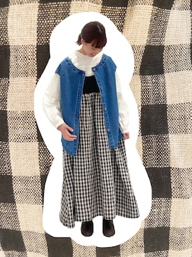 「kazumiコラボ」｜「アイテム（ジャケット/アウター）」を使った、わっこさん（レディース・153cm）の冬コーディネート