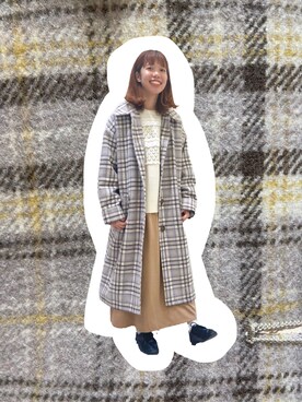 「ehka sopo（エヘカソポ）のアイテム（ステンカラーコート）」を使った、わっこさん（レディース・153cm）の冬コーディネート