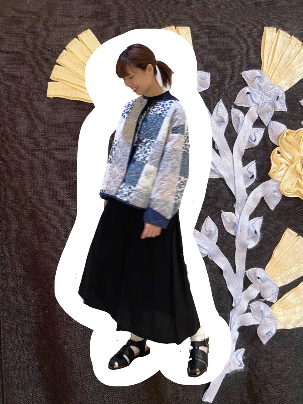 ♡新品タグ付き♡ ツハル サマンサモスモス 花柄パッチワークジャケット ブルー TSUHARU by Samansa Mos2（ツハルバイサマンサモスモス）の「花