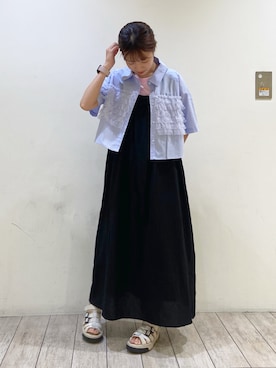 「Tシャツ/カットソー」｜「アイテム（ワンピース/ドレス）」を使った、わっこさん（レディース・153cm）の夏コーディネート